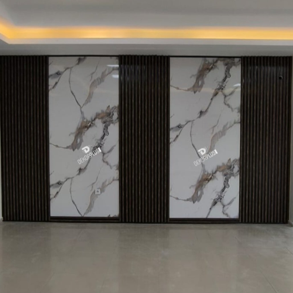 122x280cm Calacatta Gold Mermer Desenli Pvc Duvar Paneli - Görsel 2