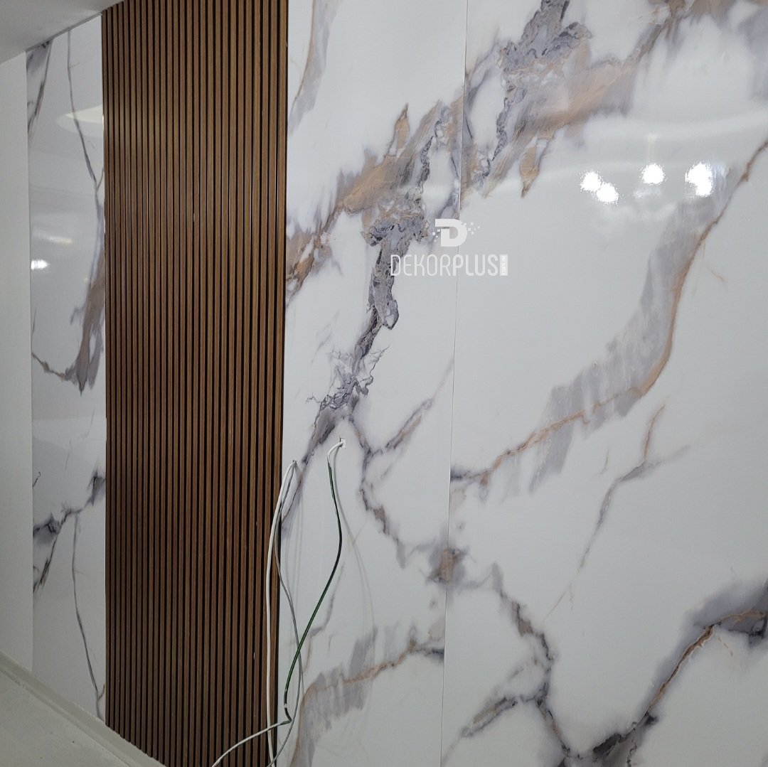 122x280cm Calacatta Gold Mermer Desenli Pvc Duvar Paneli - Görsel 5