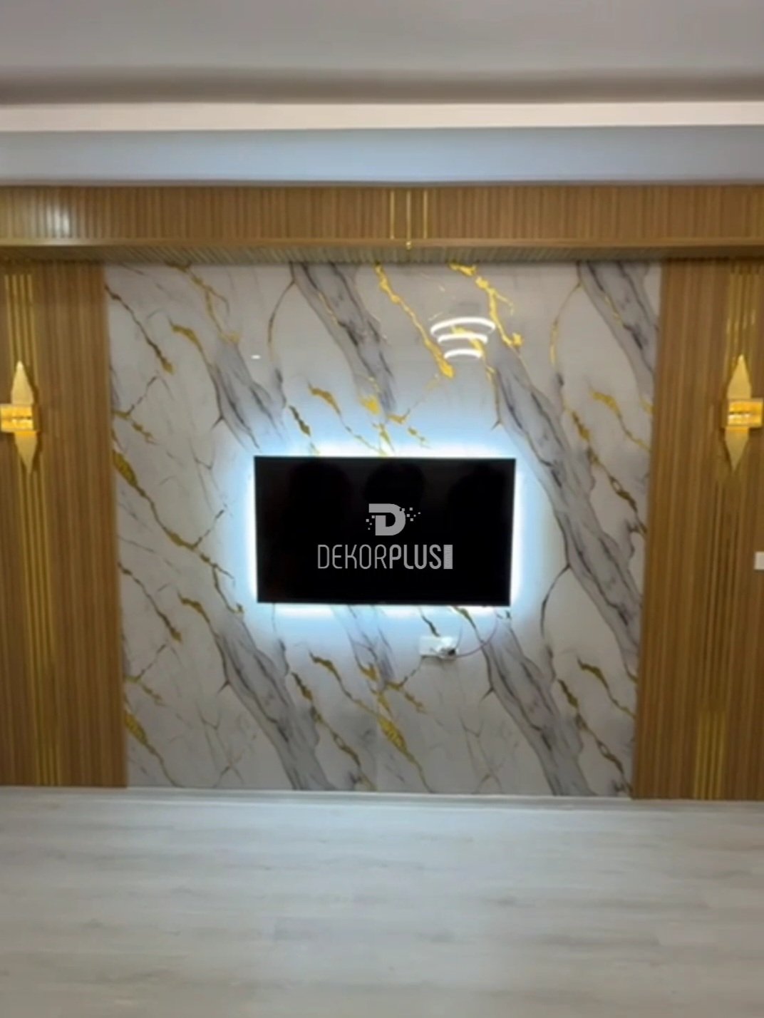 122x244cm Beyaz Gold 106, Yerli Üretim Mermer Desenli Pvc Duvar Paneli