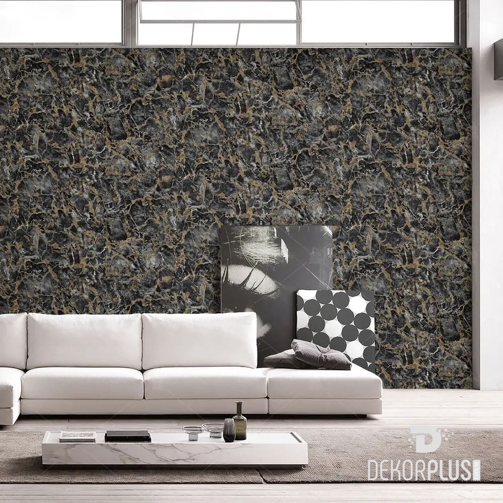 Roka 23103-5 Siyah Renk, Modern Taş Desen Duvar Kağıdı