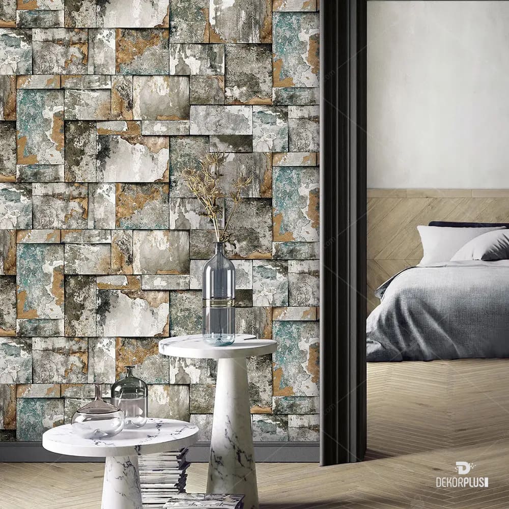 Roka 23106-3, Eskitme Taş Desen Duvar Kağıdı