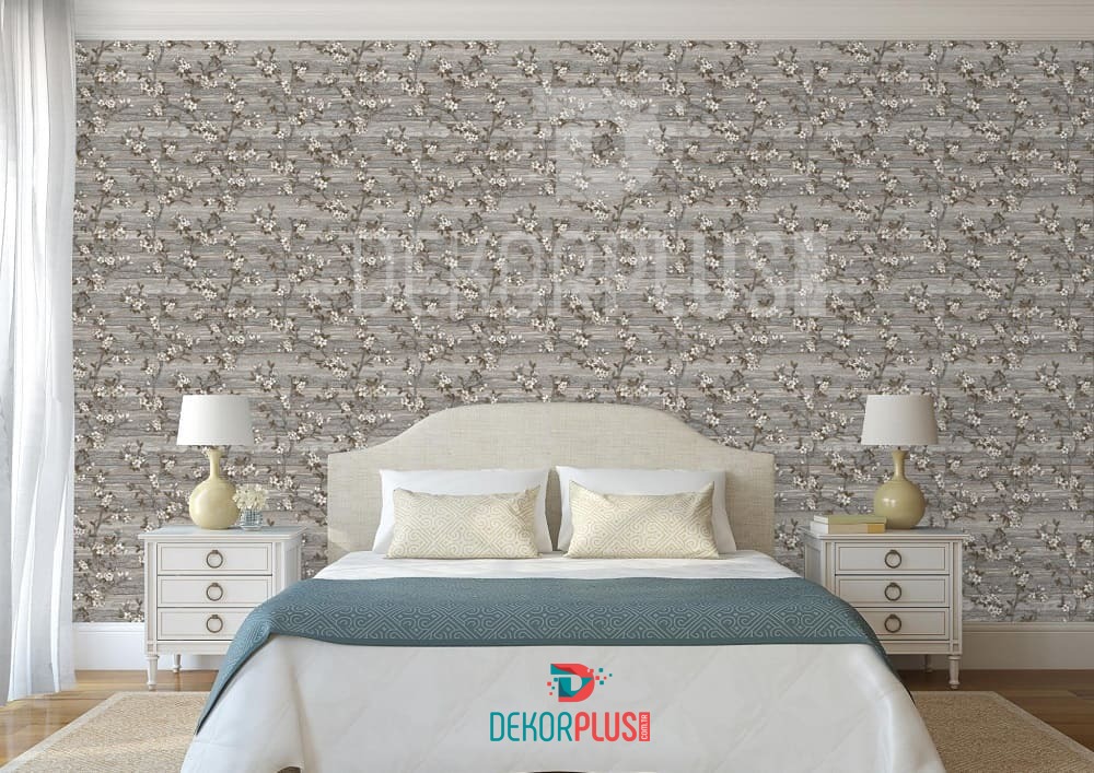 Vera 1505-3 Gri Renk, Çiçek Desenli Duvar Kağıdı - Görsel 2