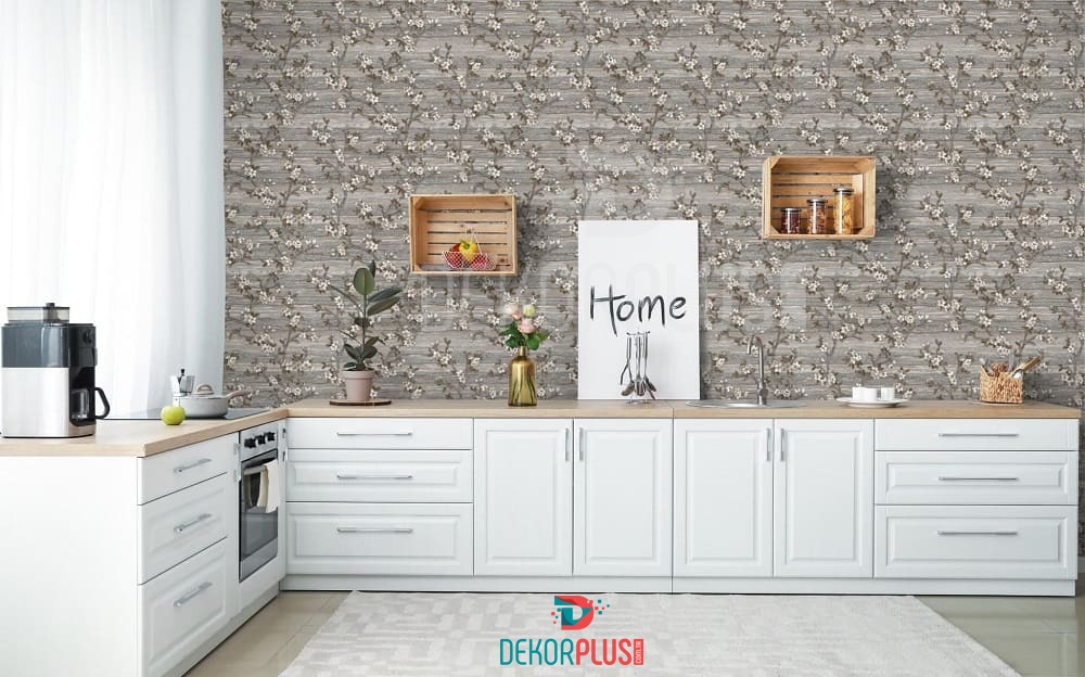 Vera 1505-3 Gri Renk, Çiçek Desenli Duvar Kağıdı - Görsel 3