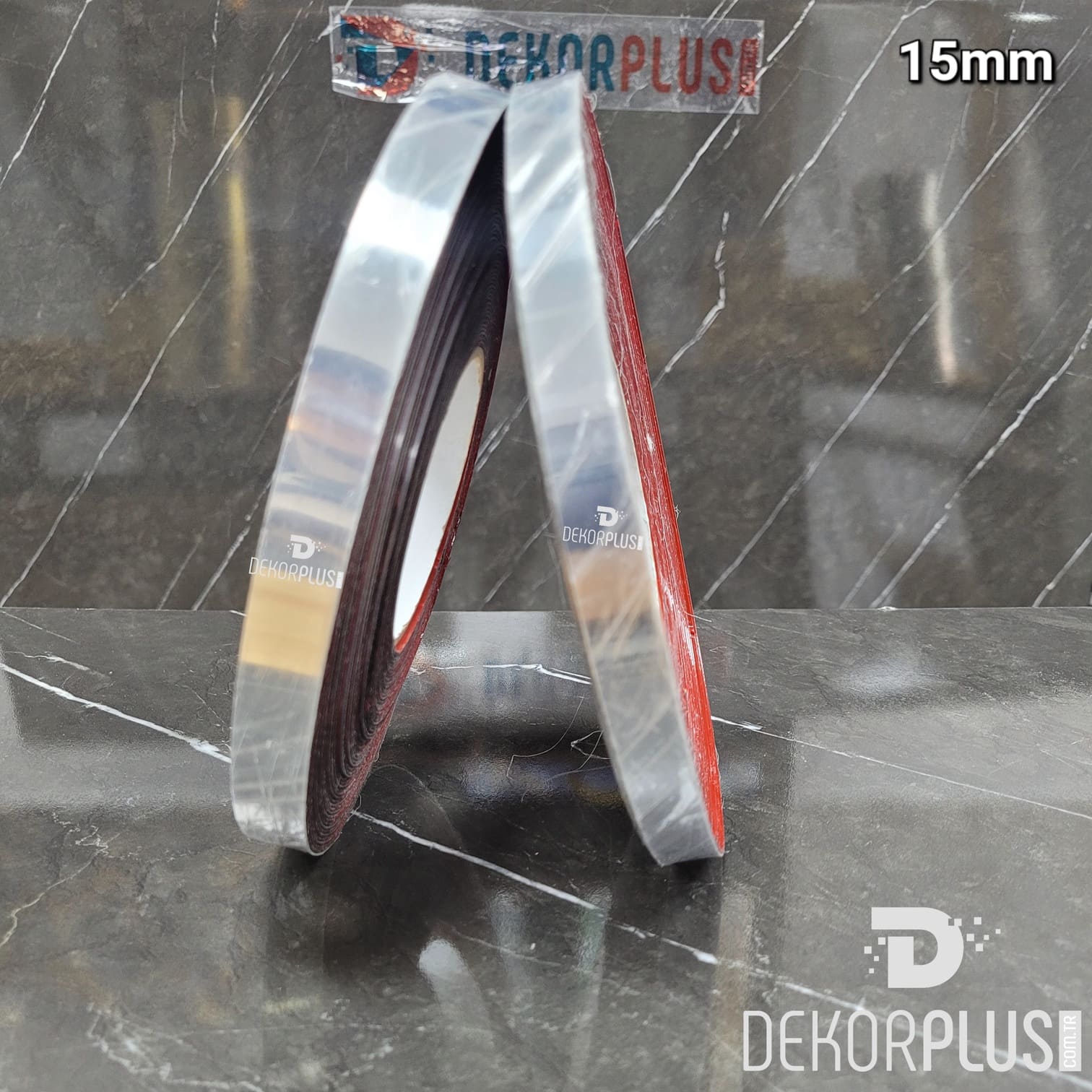 15mm Dekoratif Gümüş Şerit (1.5cm) (Yapışkanlı)